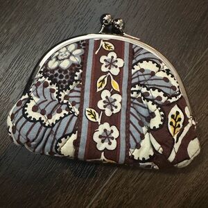 Vera Bradley Brown, Dusty Blue & Cream Floral change purse - NWOT